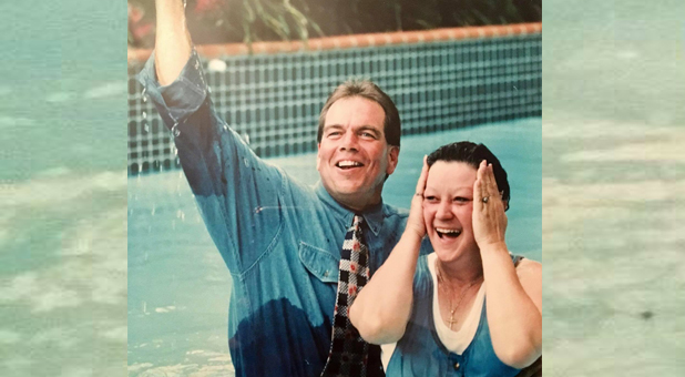 Pastor Flip Benham baptizes Norma McCorvey on Aug. 8, 1995.