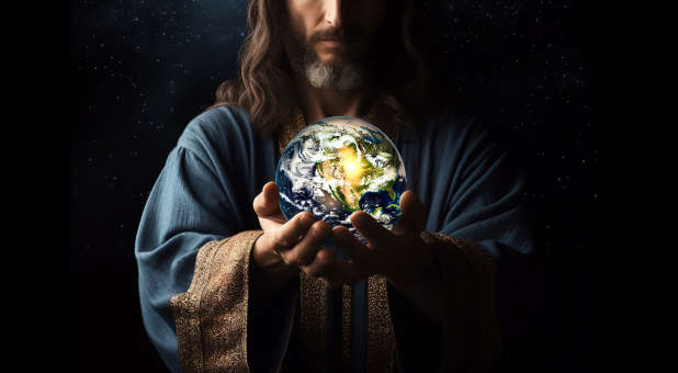Jesus holding the world in His hands.